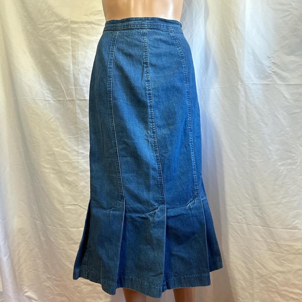 Vintage denim Cherokee Skirt peated trumpet midi maxi skirt size 9